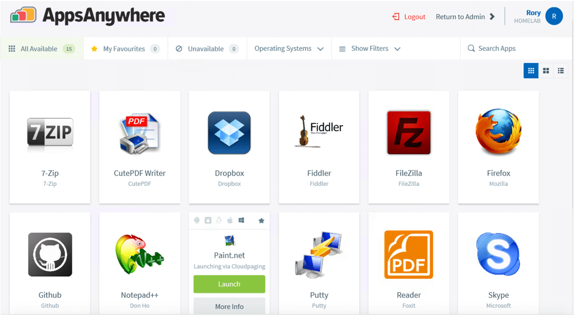 AppsAnywhere Dashboard