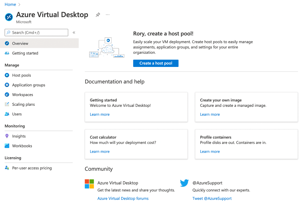 Azure virtual desktop provisioning